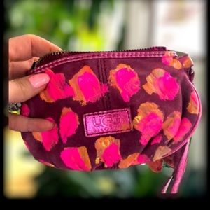COPY - Ugg Hand Painted Pink Gold orange  wristlet